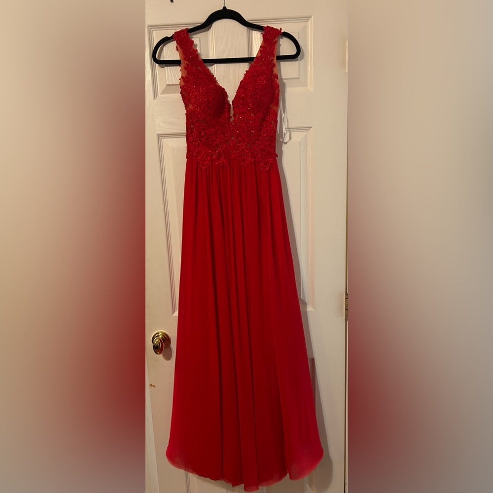Sherri Hill Vibrant Red Evening Dress Gown